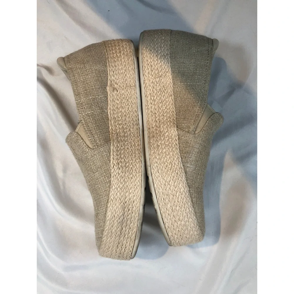 Skechers Martha Stewart Womens US 9 Espadrille Platform Slip On Shoes Natural